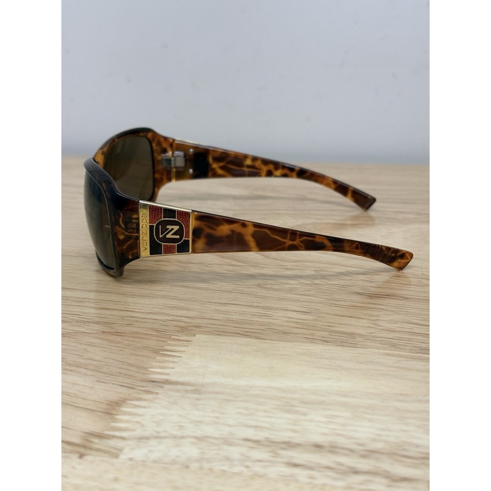 VonZipper Banshee Sunglasses Tortoise Shell Brown Lens VZ Logo Y2K Vintage